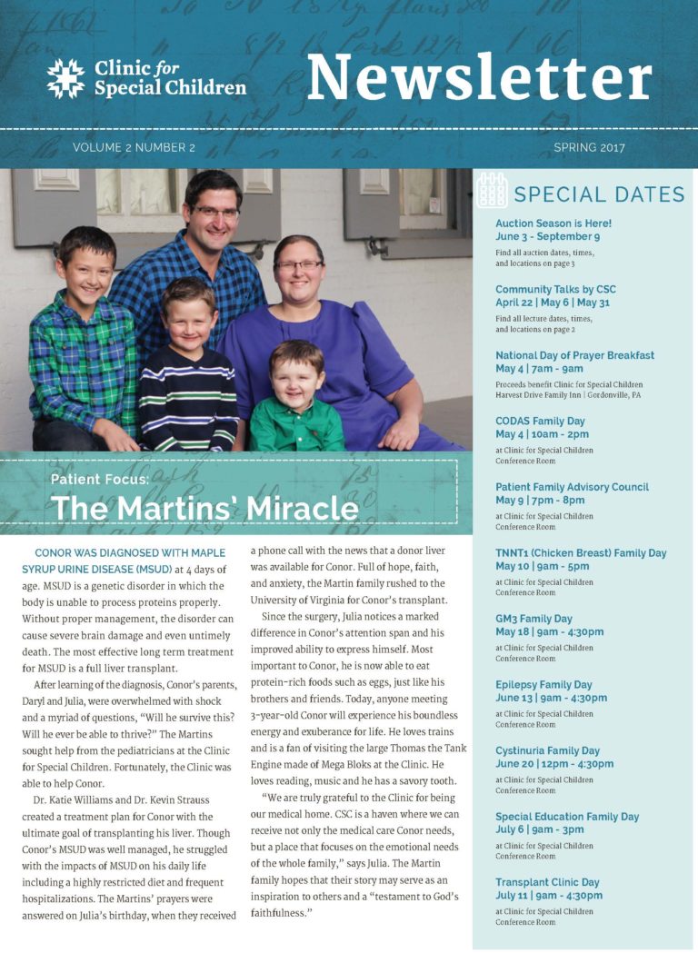 CSC’s Spring 2017 Newsletter! Clinic for Special Children